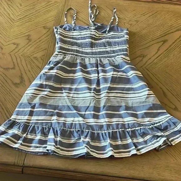 Lola Grace Stripe Swing Dress Navy White lined straps new no tags medium - Picture 6 of 9